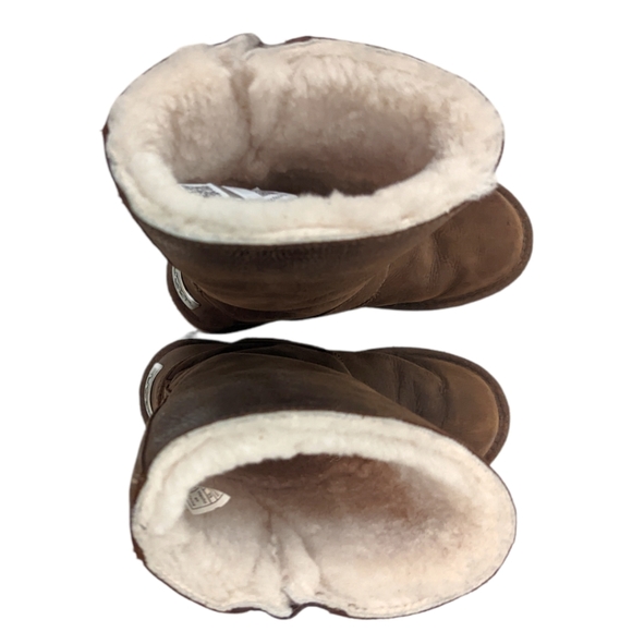 UGG Kensington Moto Boots Shearling Mid Calf Brown Buckle Boot - Picture 9 of 12